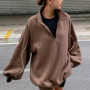 Brown Half-Zip Women's Sweater